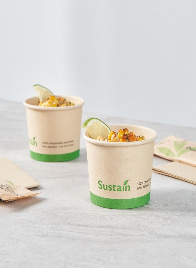 Restaurantware-Sustain 4 Ounce Paper Soup Containers, 50 Disposable Ice Cream Cups - Lids Sold Separately, With PLA lining, Bamboo To Go Hot Soup Bowls, Compostable, Greaseproof - Image 3