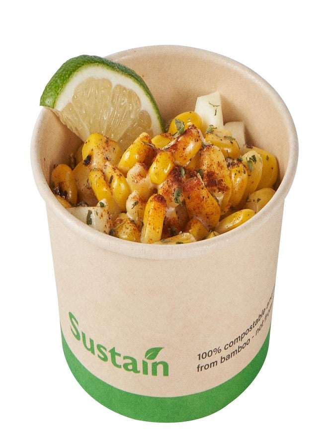 Restaurantware-Sustain 4 Ounce Paper Soup Containers, 50 Disposable Ice Cream Cups - Lids Sold Separately, With PLA lining, Bamboo To Go Hot Soup Bowls, Compostable, Greaseproof - Image 1