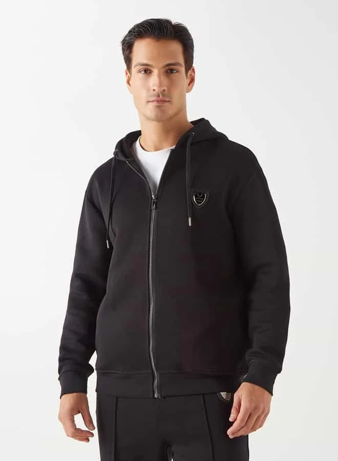 Emperor Emperor Solid Hoodie with Zip Closure