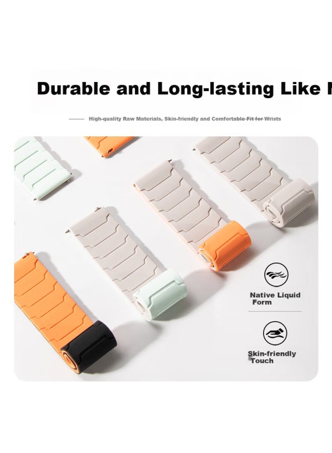 Wei Qiantu Silicone Magnetic Absorption Watch Strap For Huawei Gt5/gt4/gt3 Watch 3/4 Pro Watch Gt4 Armor Warrior Edition 41/42mm Dial Starlight Color  - Image 5