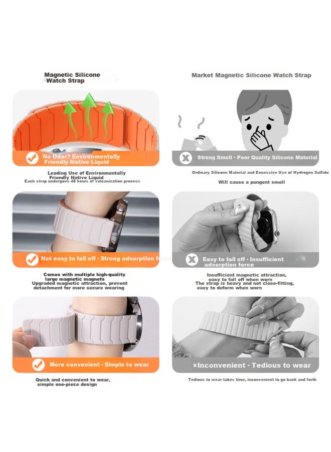 Wei Qiantu Silicone Magnetic Absorption Watch Strap For Huawei Gt5/gt4/gt3 Watch 3/4 Pro Watch Gt4 Armor Warrior Edition 41/42mm Dial Starlight Color  - Image 2