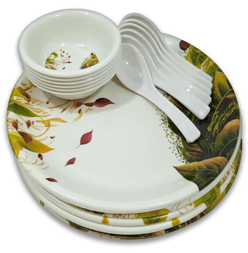 Inpro 18 Pcs Melamine Dinner Set (6 Full Plate, 6 Bowl, 6 Spoon).Elevate Your Dining Experience with Our Exquisite 18-Piece Melamine Dinnerware - Image 2