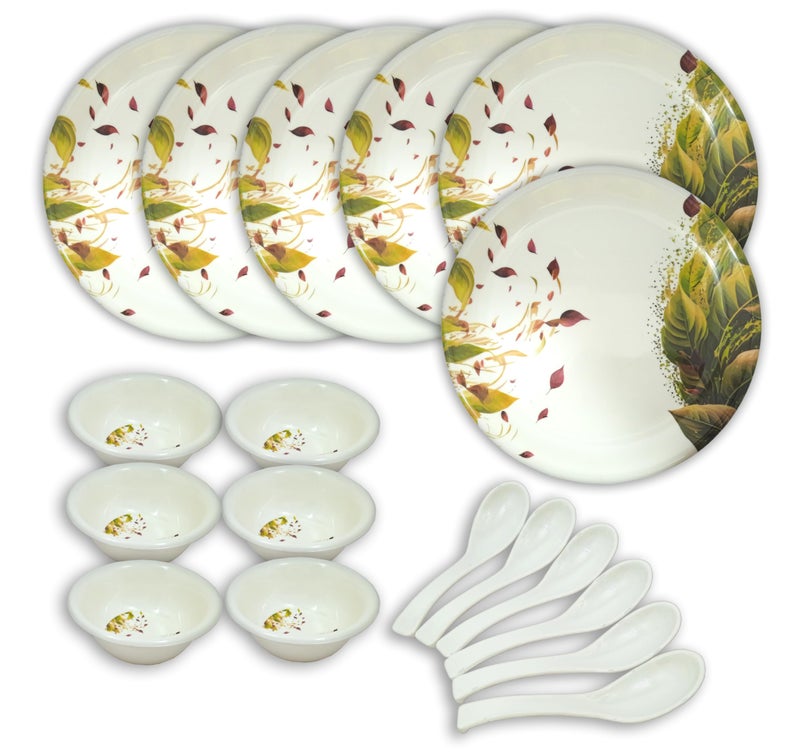 Inpro 18 Pcs Melamine Dinner Set (6 Full Plate, 6 Bowl, 6 Spoon).Elevate Your Dining Experience with Our Exquisite 18-Piece Melamine Dinnerware - Image 1