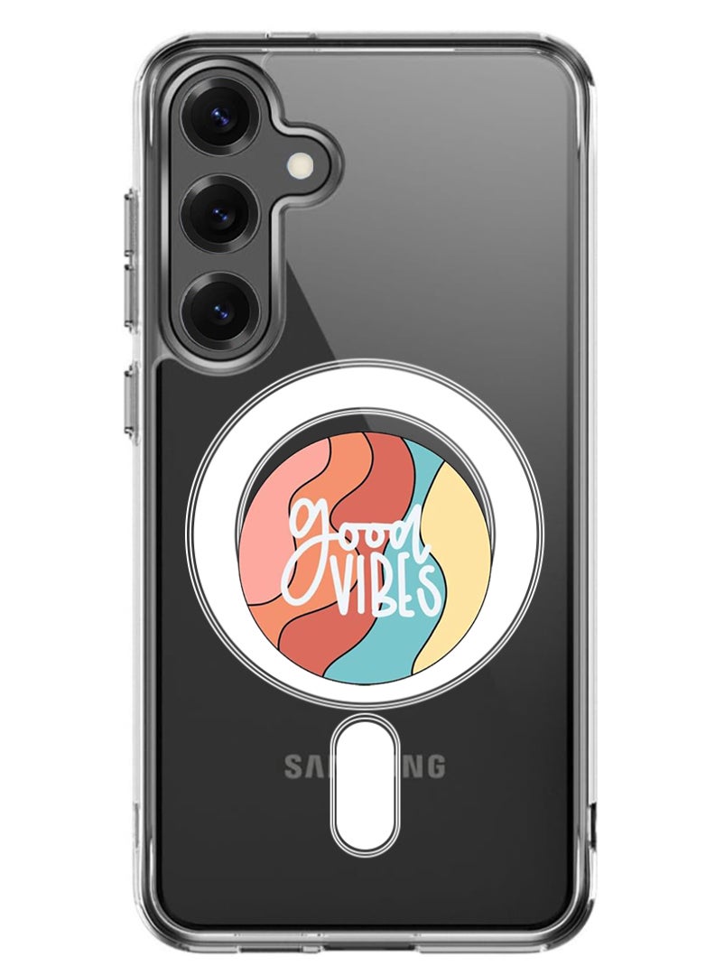 Theodor Magnetic Case for Samsung Galaxy S25 6.2-inch Compatible with MagSafe Wireless Charging, Shockproof Phone Bumper Cover Good vibes (2) - Image 1