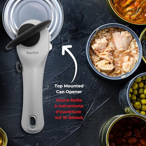 Starfrit Securimax Auto Can Opener - Patented Safe Edge Technology with Lid Lifter - Leaves No Sharp Edges on Lid & Can - Heavy Duty Non-Slip Knob - Grey - Image 4