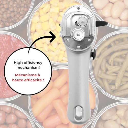 Starfrit Securimax Auto Can Opener - Patented Safe Edge Technology with Lid Lifter - Leaves No Sharp Edges on Lid & Can - Heavy Duty Non-Slip Knob - Grey - Image 3