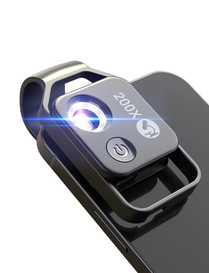Miao Lab Phone Microscope with CPL Lens/LED Light, Nano Zoom 200X Pocket Microscope Camera Attachment with Universal Clip for Most iPhone/Andriod Phone - The Best Gift to Enjoy Microworld for Kids and Adults - Image 1