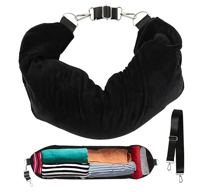 ONTRIP ONTRIP Stuffable Neck Pillow for Travel, Stuffable Neck Pillow with Adjustable Neck Size, Packable Clothing Travel Neck Pillow case for Airplane, Soft Velvet U-Shapes Pillow Cover, No Filler - Image 1