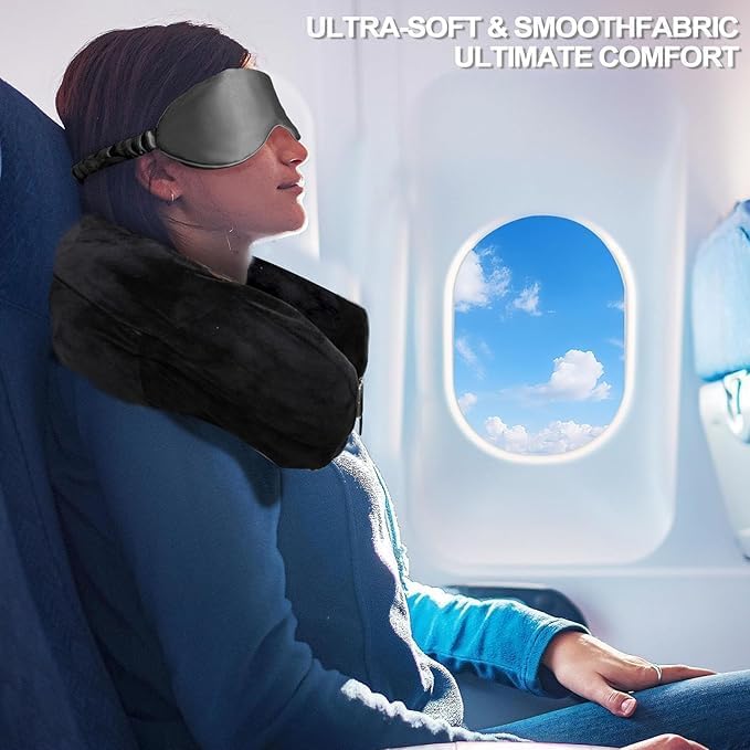 ONTRIP ONTRIP Stuffable Neck Pillow for Travel, Stuffable Neck Pillow with Adjustable Neck Size, Packable Clothing Travel Neck Pillow case for Airplane, Soft Velvet U-Shapes Pillow Cover, No Filler - Image 3