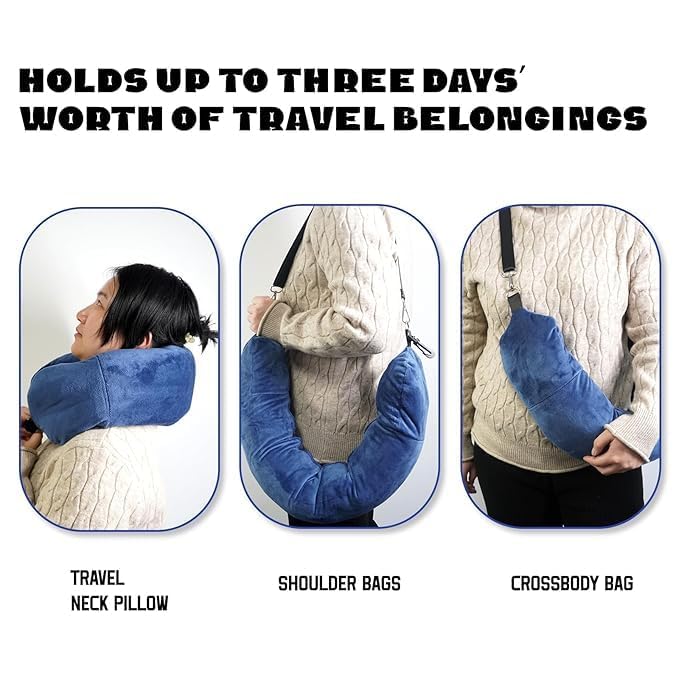 ONTRIP ONTRIP Stuffable Neck Pillow for Travel, Stuffable Neck Pillow with Adjustable Neck Size, Packable Clothing Travel Neck Pillow case for Airplane, Soft Velvet U-Shapes Pillow Cover, No Filler - Image 2