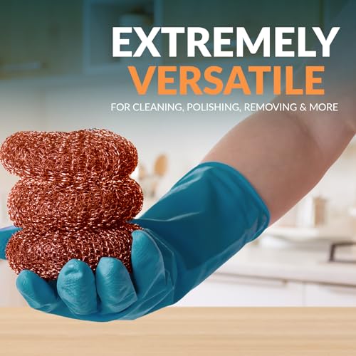 PAMI Heavy Duty Non Scratch Copper Scrubbers for Pots and Pans, Copper Wool Scrubber, Reusable Scouring Pads, Pack of 4 - Image 4