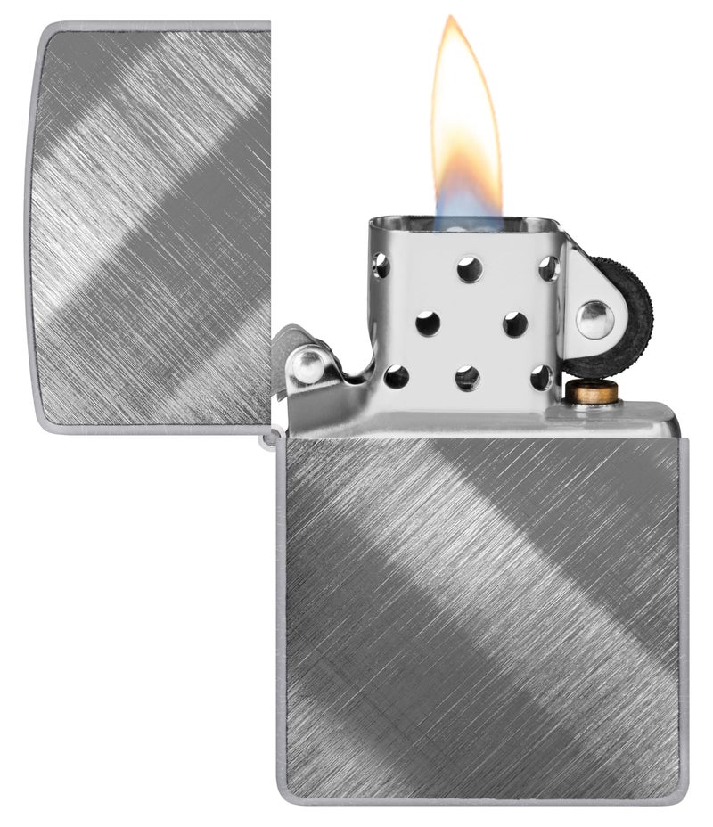 Zippo زيبو كلاسيك دايغونال ويف ويندبروف لايتر – تشطيب كروم بنسيج خفيف مع نمط دقيق، قابل لإعادة التعبئة، (معتمد من BIS) - Image 3