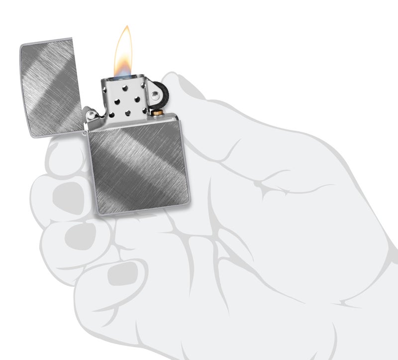 Zippo زيبو كلاسيك دايغونال ويف ويندبروف لايتر – تشطيب كروم بنسيج خفيف مع نمط دقيق، قابل لإعادة التعبئة، (معتمد من BIS) - Image 5