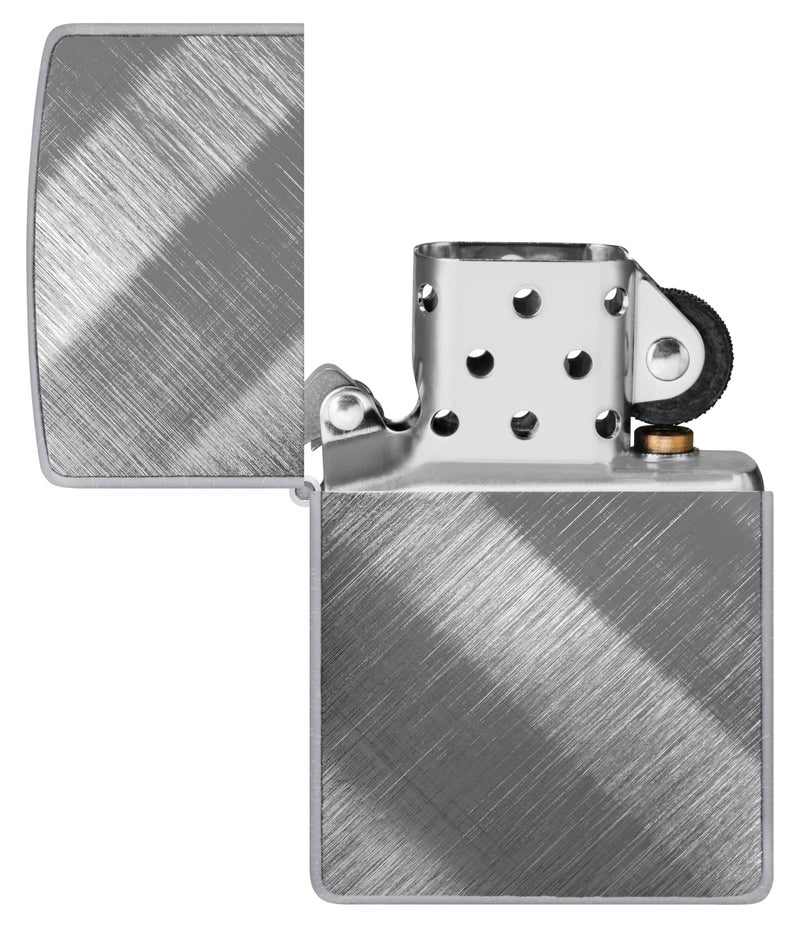 Zippo زيبو كلاسيك دايغونال ويف ويندبروف لايتر – تشطيب كروم بنسيج خفيف مع نمط دقيق، قابل لإعادة التعبئة، (معتمد من BIS) - Image 4