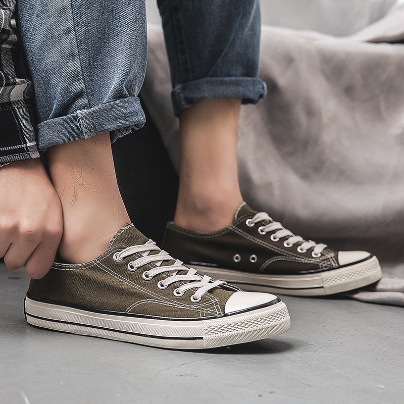1970s Canvas Shoes Mens Low-cut Mens Shoes Korean Style Fashionable All-match Breathable Cloth Shoes Work Shoes Casual Couples Board ShoesEngraved 6970 olive green Engraved 6970 olive green 