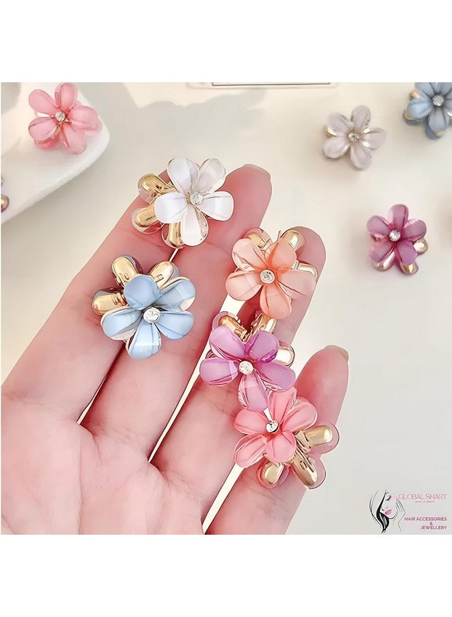 SUN Ring SUNRING Small Pearl Hair Claw Clips for Women Girl, Mini Pearl Flower Claw Clips Design, Sweet Daisy Artificial Bangs Clips Decorative Hair Accessories (Pack of 6, Multicolor) - Image 5