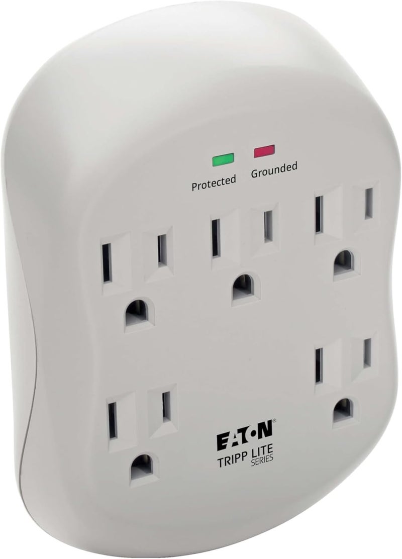 TRIPPLITE Eaton SK5TEL-0 Multi-Plug Wall Outlet Extender Surge Protector Plug, 5 Outlets, 1080 Joules, Diagnostic LEDs, Phone (RJ11) Protection, Lifetime Manufacturer's Warranty & $15,000 Insurance - Image 1