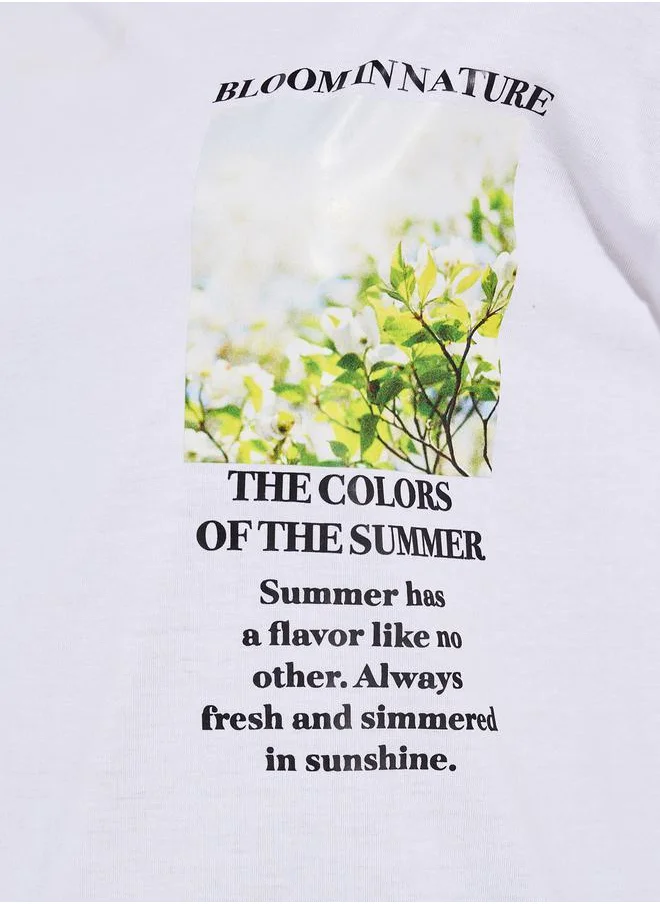 Styli Oversized Graphic Print Round Neck T-Shirt