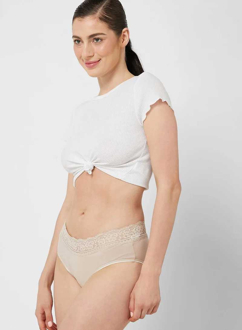 Marks & Spencer 5 Pack Cotton Lycra & Lace Midi Knickers