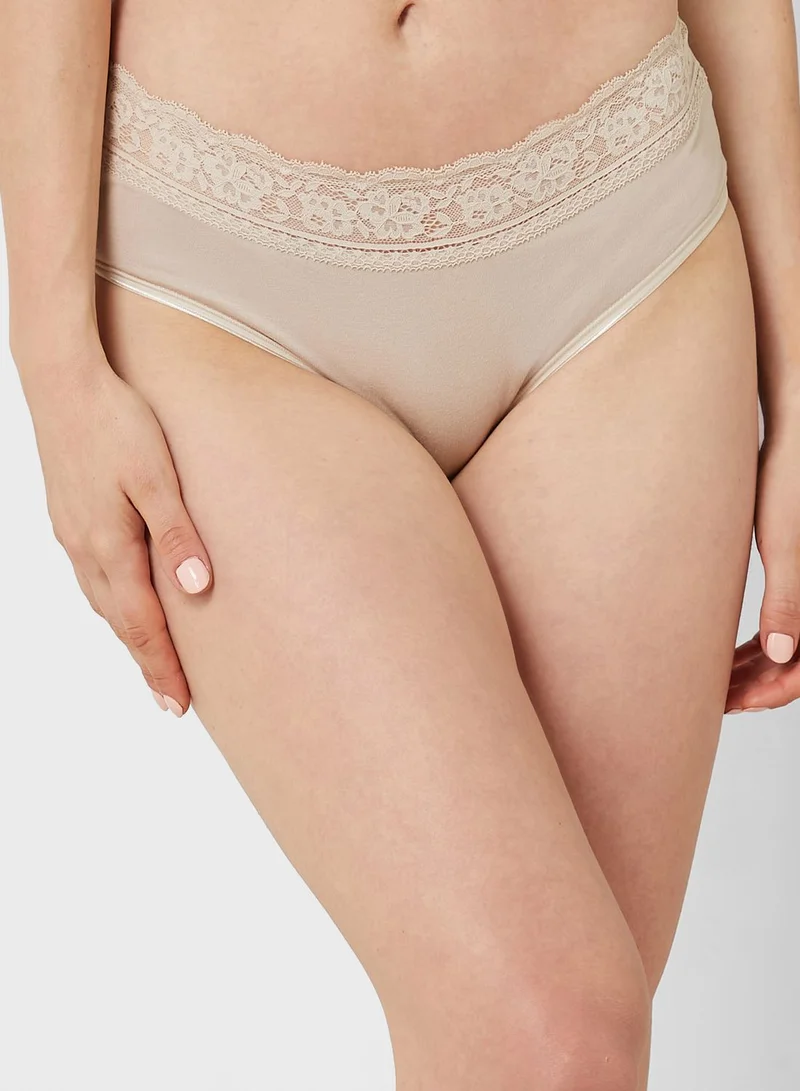 Marks & Spencer 5 Pack Cotton Lycra & Lace Midi Knickers