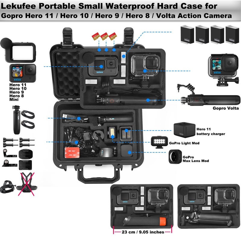 Lekufee Waterproof Hard Case Compatible with Gopro Hero 13/Gopro Hero 12/11/10/9/8/Media Mod/Gopro Volta/Creator Edition/Action Camera and Other Accessories(Case Only) - Image 2