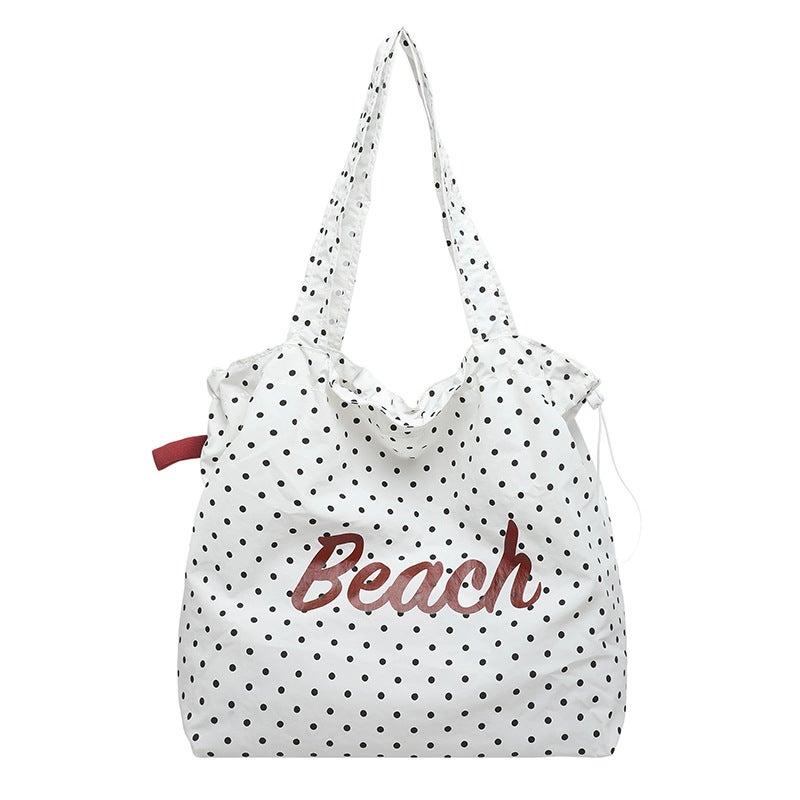 Japanese Style Polka Dot Drawstring Tote Bag - Image 5