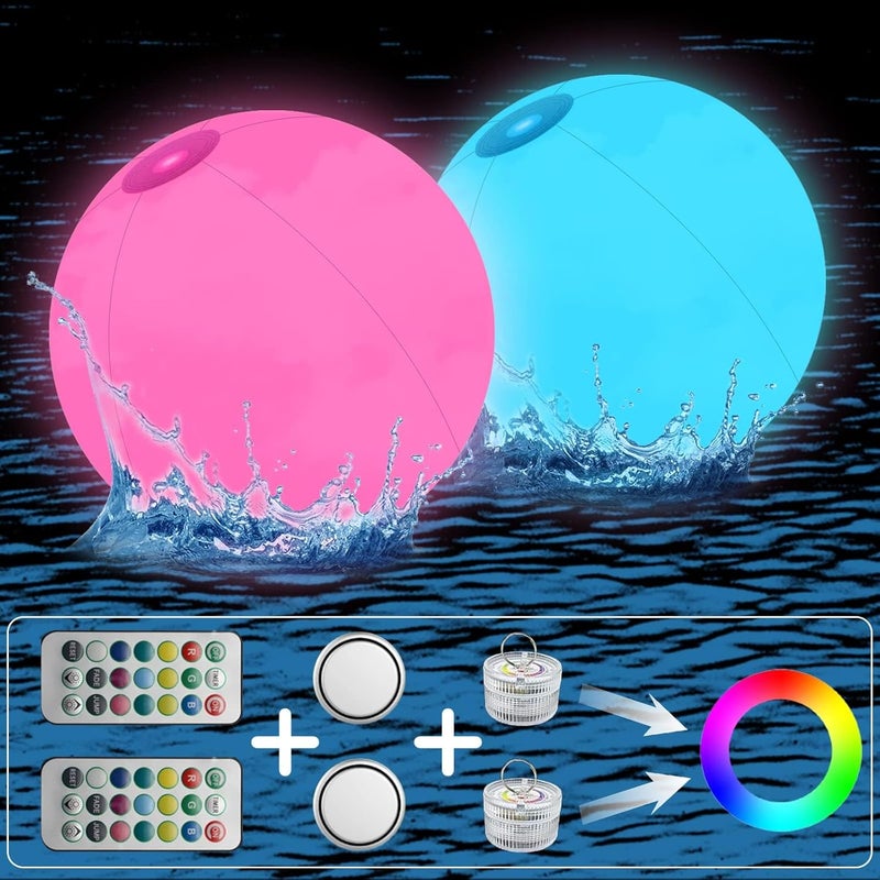 NALACAL LED Beach Ball - 13 Color Changing Glow Ball, Inflatable Pool Toy with Remote Control, Great Birthday Gift for Family and Friends, Illuminate Your Outdoor Fun (16 Inch) - Image 3
