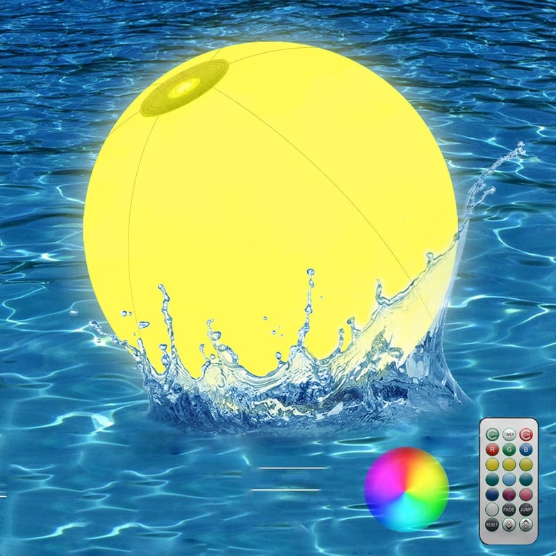 NALACAL LED Beach Ball - 13 Color Changing Glow Ball, Inflatable Pool Toy with Remote Control, Great Birthday Gift for Family and Friends, Illuminate Your Outdoor Fun (16 Inch) - Image 1