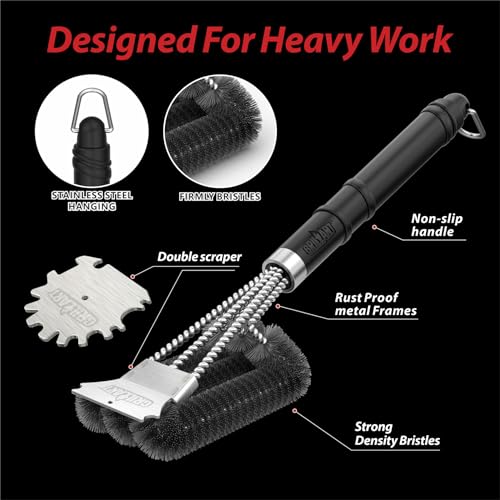 GRILLART Grill Brush and Scraper,18 Inch BBQ Grill Cleaning Brush Kit, Safe Wire Scrubber, Universal Fit BBQ Cleaner Accessories for All Grates - Image 2