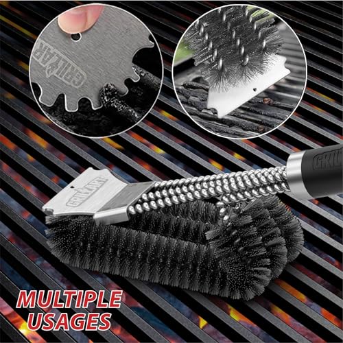 GRILLART Grill Brush and Scraper,18 Inch BBQ Grill Cleaning Brush Kit, Safe Wire Scrubber, Universal Fit BBQ Cleaner Accessories for All Grates - Image 4