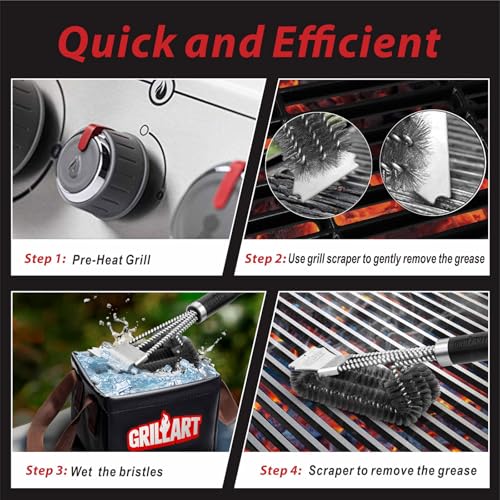 GRILLART Grill Brush and Scraper,18 Inch BBQ Grill Cleaning Brush Kit, Safe Wire Scrubber, Universal Fit BBQ Cleaner Accessories for All Grates - Image 5