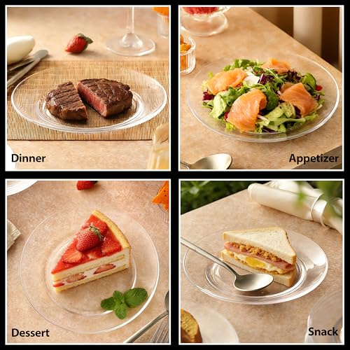 COKUMA 6 Pack Clear Glass Plates, 7.5 inch Tempered Glass Plate with Lipped Edges for Dinner Salad Appetizer and Dessert, Micrwave and Dishwasher Safe, Lead-Free - Image 4