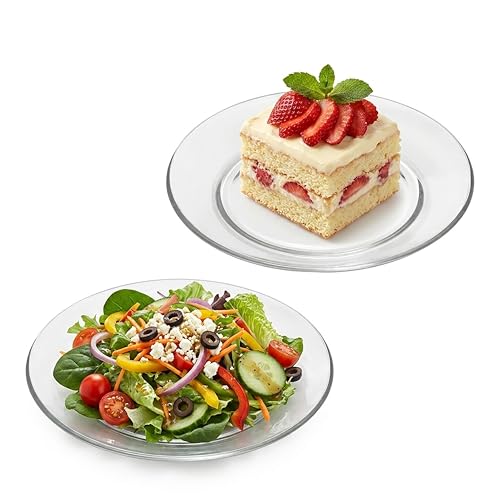 COKUMA 6 Pack Clear Glass Plates, 7.5 inch Tempered Glass Plate with Lipped Edges for Dinner Salad Appetizer and Dessert, Micrwave and Dishwasher Safe, Lead-Free - Image 1