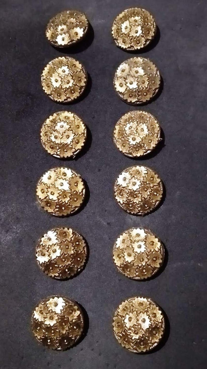 Bhavya Enterprises Bhavya Enterprises Antique Large Buttons with Shank Round Sewing Buttons Flowers Pattern for Kurties Gowns Dresses  - Image 2