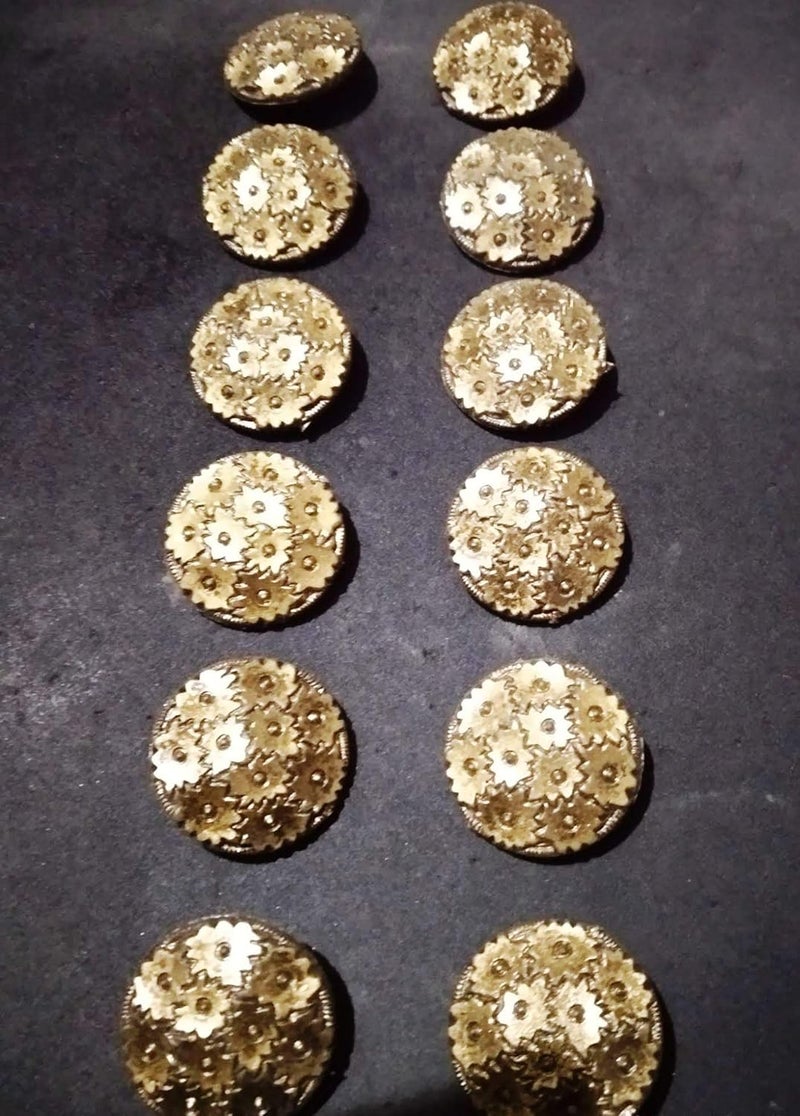 Bhavya Enterprises Bhavya Enterprises Antique Large Buttons with Shank Round Sewing Buttons Flowers Pattern for Kurties Gowns Dresses  - Image 4