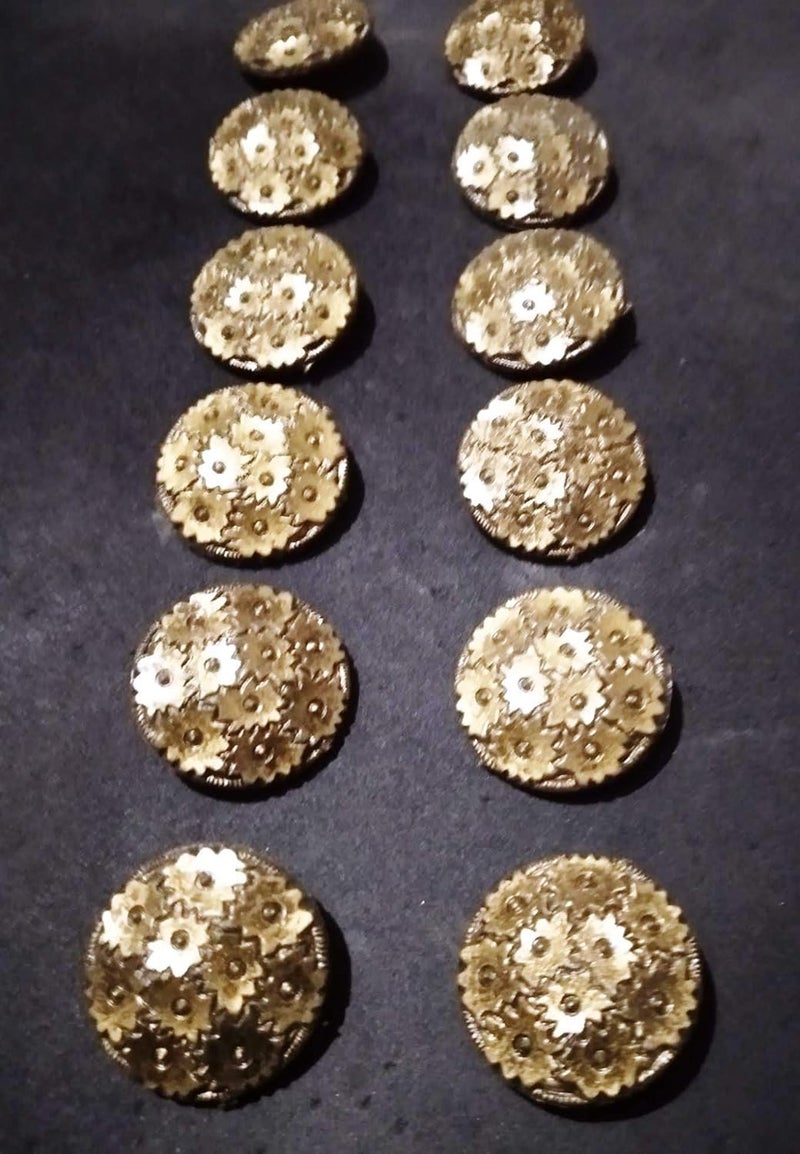 Bhavya Enterprises Bhavya Enterprises Antique Large Buttons with Shank Round Sewing Buttons Flowers Pattern for Kurties Gowns Dresses  - Image 5