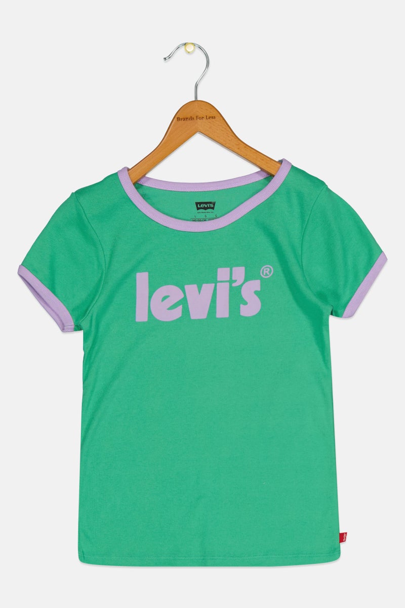 Levi's Kids Girl Brand Logo Meet And Greet Top, Green - Image 1