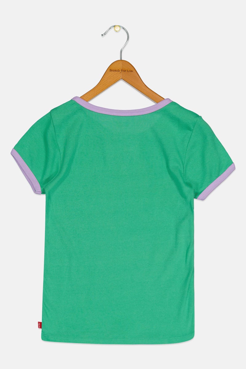 Levi's Kids Girl Brand Logo Meet And Greet Top, Green - Image 2