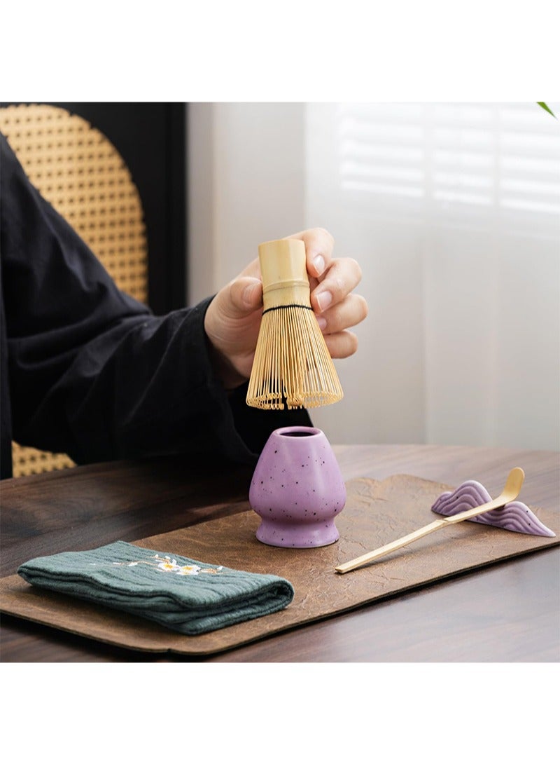 Aikanbo 7Pcs Matcha Tea Set，Matcha Kit with Matcha Bowl (with Pouring Spout)，Matcha Whisk，Whisk Holder，Strainer - Elegant Matcha Set for Gifting and Personal Use，Gift Box Packaging (Purple) - Image 5