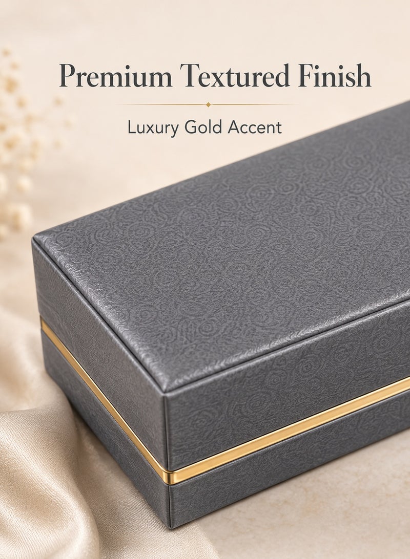 Rich Life Luxury Bracelet Box with Gold Accent, Premium Textured Jewelry Storage Box for Bracelet Bangle Watch Chain, Soft Interior, Available in Black Gold Grey - Image 4