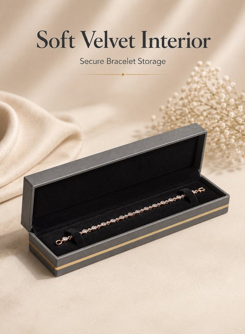 Rich Life Luxury Bracelet Box with Gold Accent, Premium Textured Jewelry Storage Box for Bracelet Bangle Watch Chain, Soft Interior, Available in Black Gold Grey - Image 2
