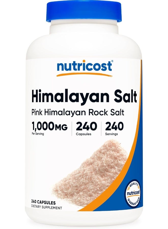 كبسولات ملح الهيمالايا الوردي ١٠٠٠ ملغ، ٣٩٠ ملغ صوديوم، ٢٤٠ كبسولة - غير معدلة وراثيًا، خالية من الغلوتين - Image 1