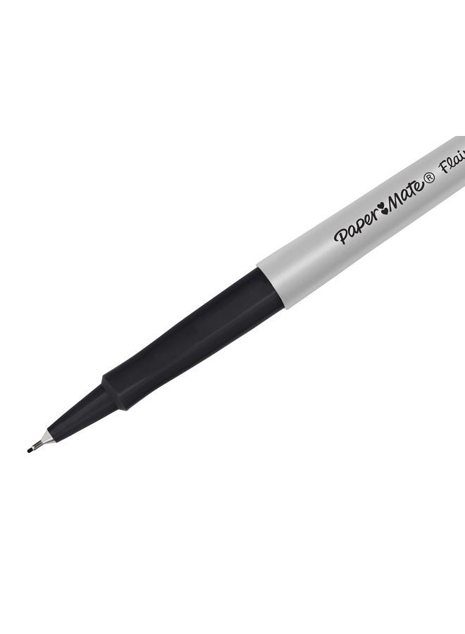 Paper Mate Flair Felt Tip Pens, Ultra Fine Point (0.4mm), Black, 12 Count - Image 3