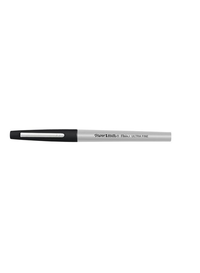 Paper Mate Flair Felt Tip Pens, Ultra Fine Point (0.4mm), Black, 12 Count - Image 2