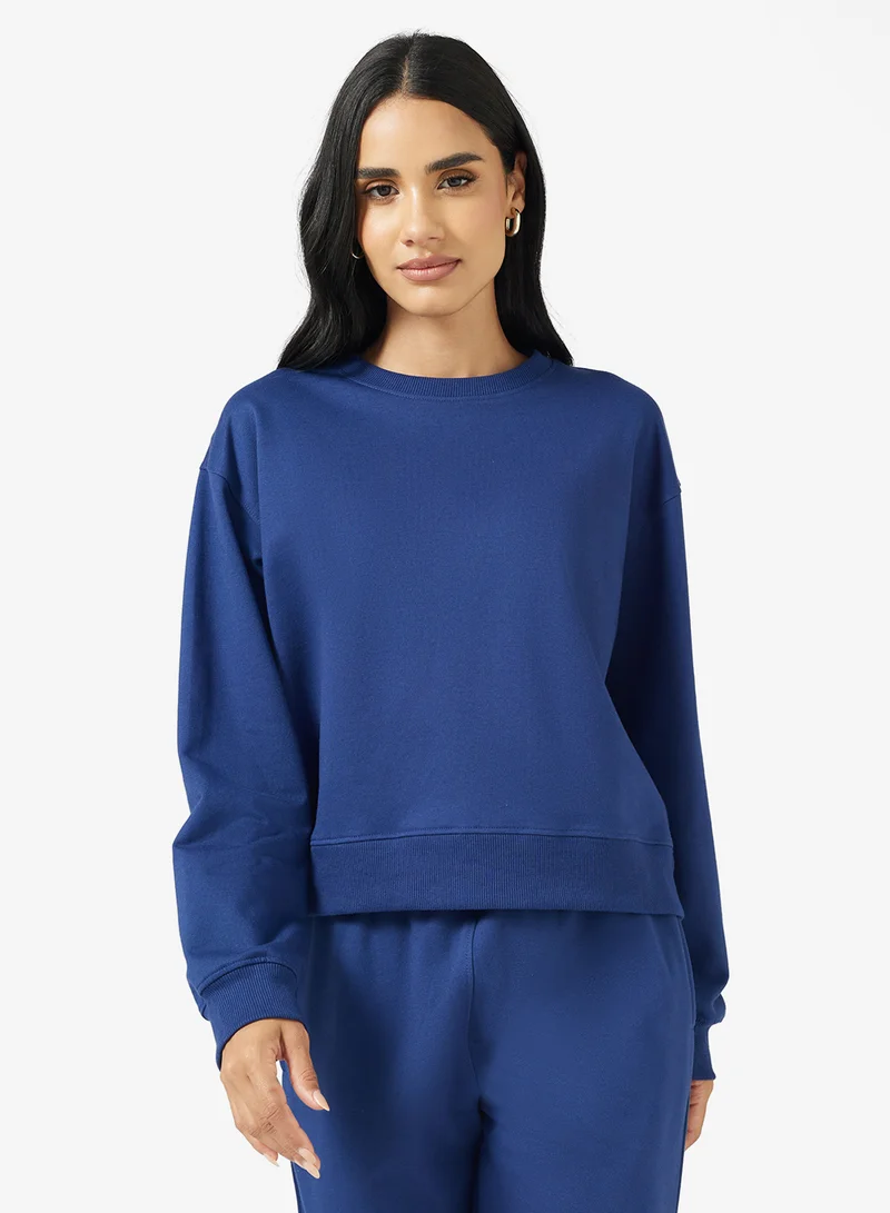 Ginger Basics Cotton Oversize Crew Neck Essential Sweatshirt