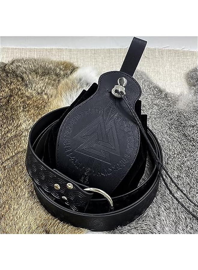 Generic Medieval O Ring Belt with Portable Drawstring Pouch, Retro Renaissance Faux Leather Belt and Purse Set for LARP - Image 3