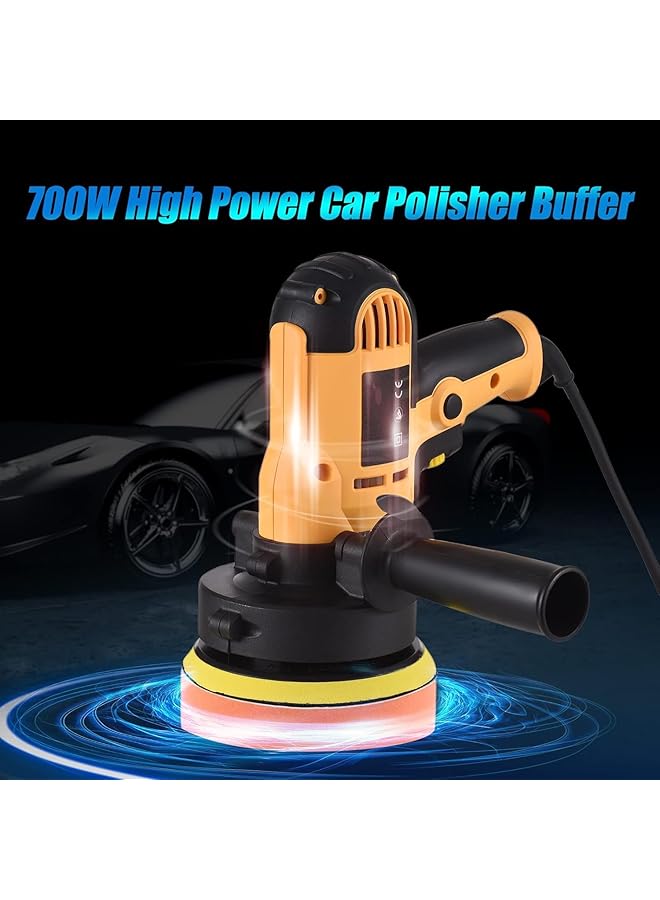 erorex Buffer Polisher Geevorks Buffer Waxer 5 Inch Variable Speed Car Polisher 600 3700Rpm With Detachable Handle 6Pcs Sponge Pad 6Pcs Cloth Bonnet Pad 1Pcs Wool Pad Spanner  - Image 3