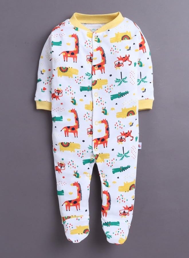 BUMZEE طقم بيجامات نوم قطنية بأكمام طويلة للأولاد من بامزي، مكون من 3 قطع، باللونين الأصفر والأبيض - من 6 إلى 9 أشهر (Peb11019D-ylw) - Image 2