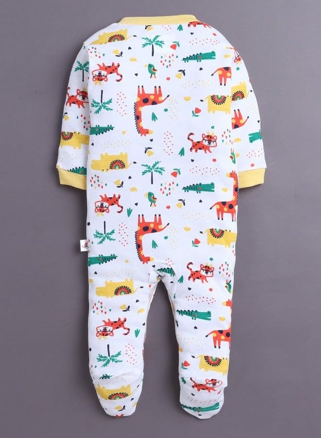 BUMZEE طقم بيجامات نوم قطنية بأكمام طويلة للأولاد من بامزي، مكون من 3 قطع، باللونين الأصفر والأبيض - من 6 إلى 9 أشهر (Peb11019D-ylw) - Image 3