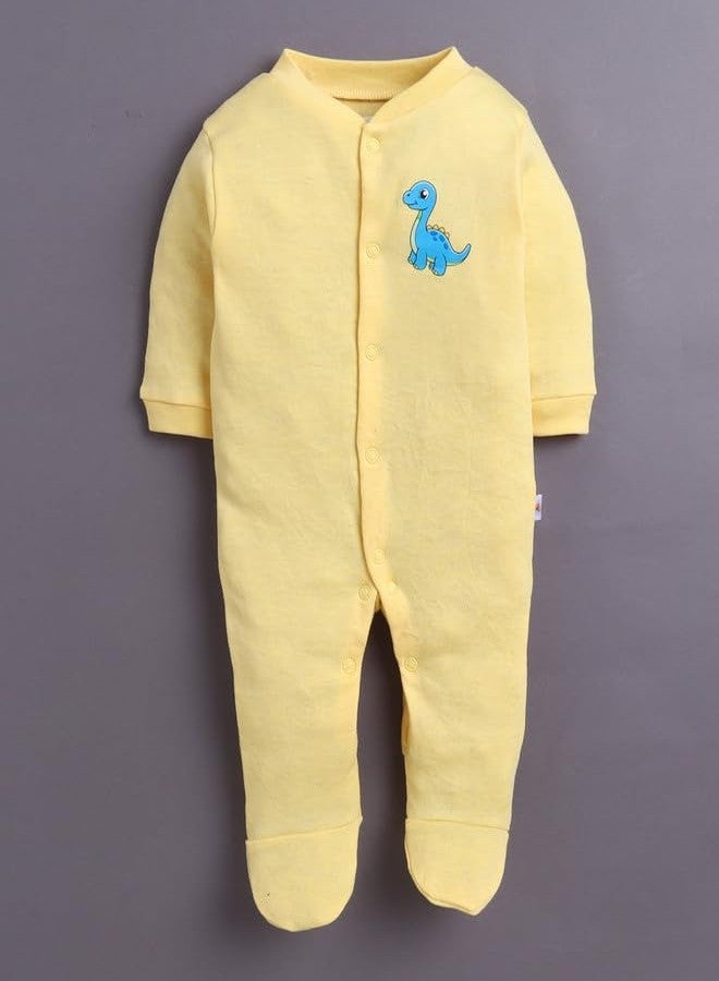 BUMZEE طقم بيجامات نوم قطنية بأكمام طويلة للأولاد من بامزي، مكون من 3 قطع، باللونين الأصفر والأبيض - من 6 إلى 9 أشهر (Peb11019D-ylw) - Image 4